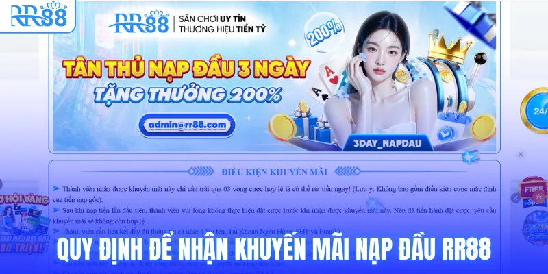 Quy định để nhận khuyến mãi nạp đầu RR88